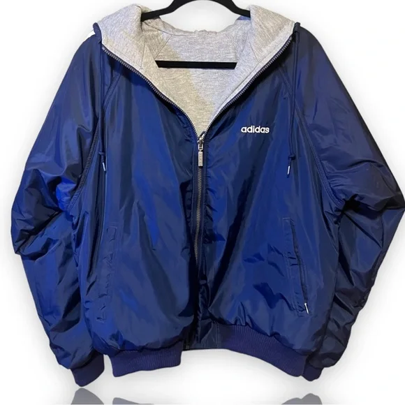 ADIDAS Vintage 90s Oversized Jacket Reversible Athleisure Streetwear BBoy HipHop - Picture 2 of 7